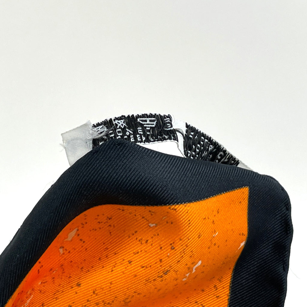 エルメス カレ 90 PiERRES d' ORiENT et d' OCCiDENT 東洋の石と西洋の石細工 鳥 花 果実 果物 スカーフ シルク ブラック オレンジ マルチカラー レディース 【中古】brbag