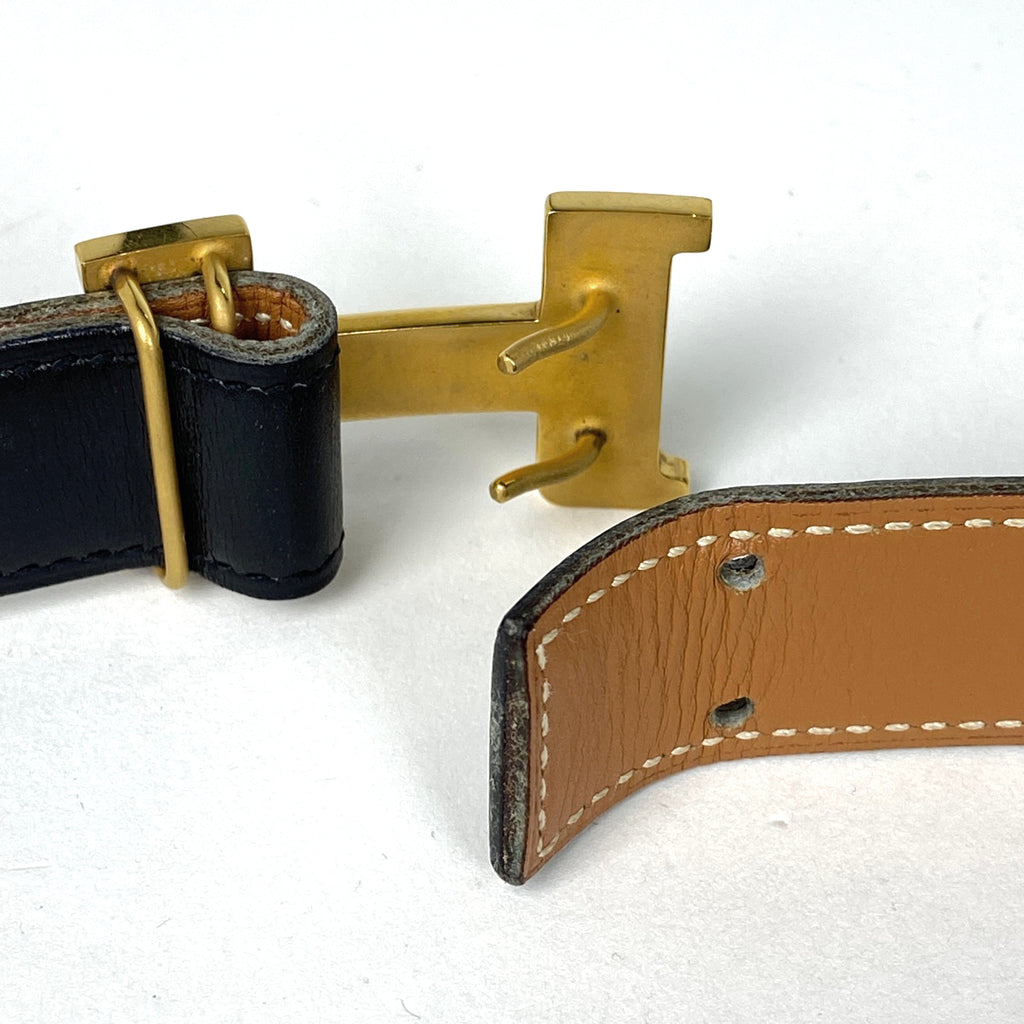 エルメス コンスタンス リバーシブル Hベルト ○N刻印 ベルト レザー ブラック ブラウン レディース 【中古】brbag