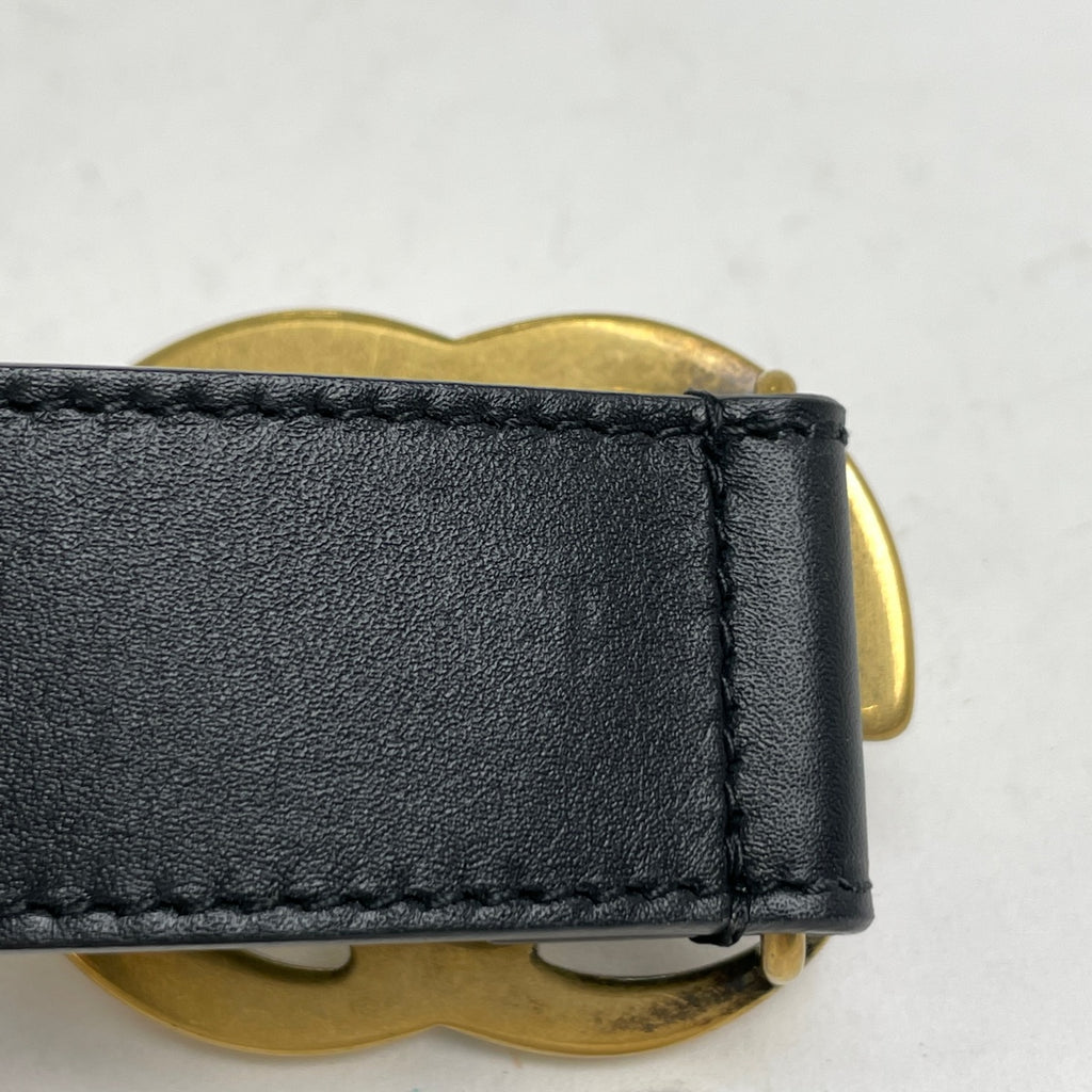 グッチ ダブルG スリムベルト GGマーモント ベルト レザー ブラック レディース 【中古】brbag