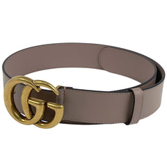 グッチ ダブルG ワイドベルト GGマーモント ベルト レザー ブラウン レディース 【中古】brbag