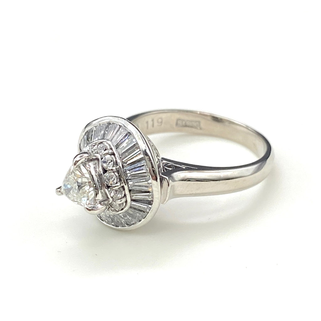 ダイヤモンド デザインリング プラチナ 指輪 メレダイヤ リング 9号 Pt900 ダイヤモンド レディース 【中古】nbjwl