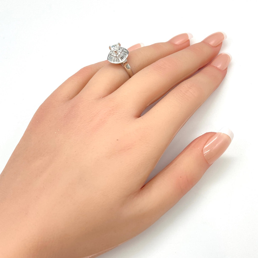 ダイヤモンド デザインリング プラチナ 指輪 メレダイヤ リング 9号 Pt900 ダイヤモンド レディース 【中古】nbjwl