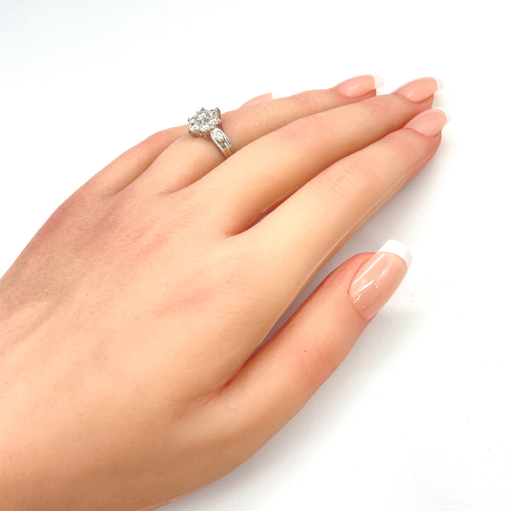 メレダイヤ デザインリング プラチナ 指輪 リング 11号 Pt900 ダイヤモンド レディース 【中古】nbjwl