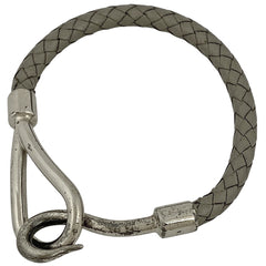エルメス ジャンボ ブレスレット 腕輪 フック ブレスレット シルバーメッキ レザー シルバー グレー レディース 【中古】bracc
