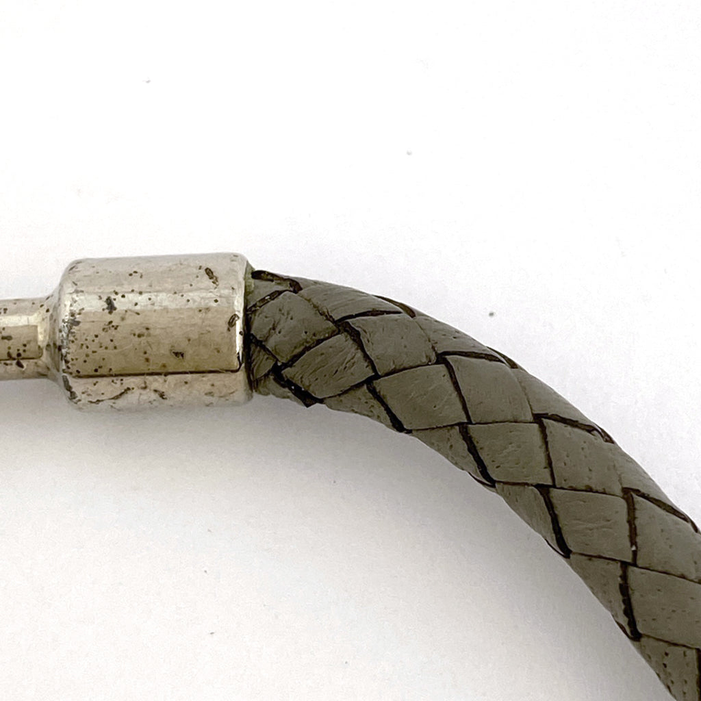 エルメス ジャンボ ブレスレット 腕輪 フック ブレスレット シルバーメッキ レザー シルバー グレー レディース 【中古】bracc