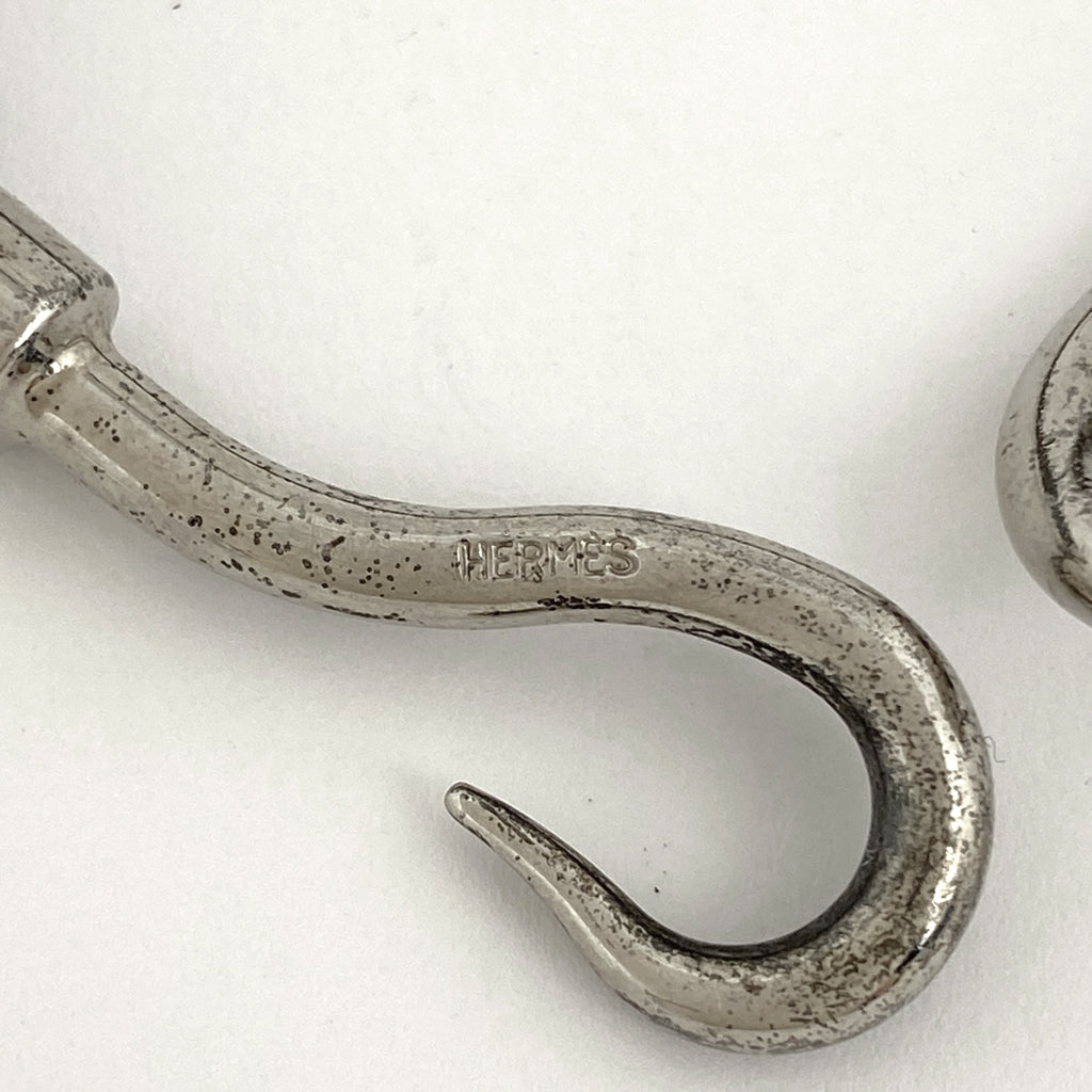 エルメス ジャンボ ブレスレット 腕輪 フック ブレスレット シルバーメッキ レザー シルバー グレー レディース 【中古】bracc