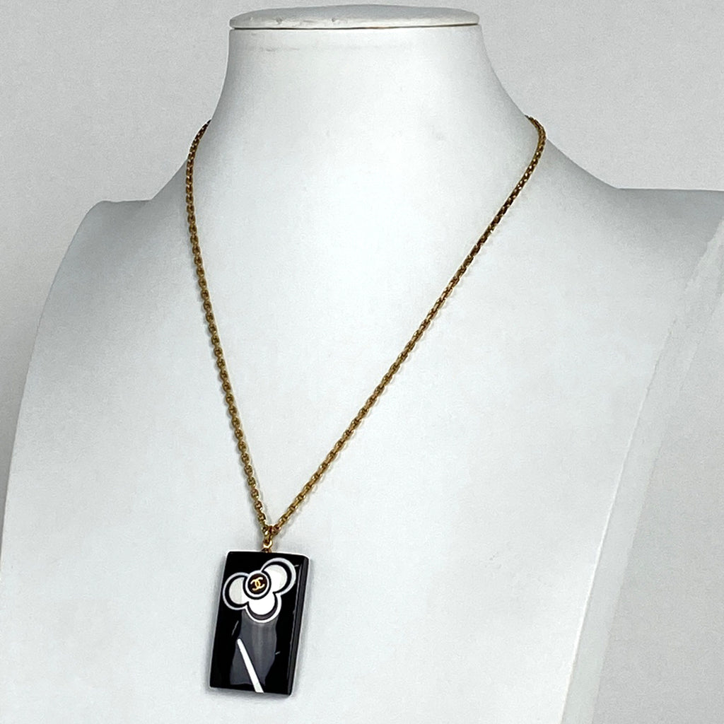 シャネル ココマーク ネックレス カメリア ネックレス GP ゴールド ブラック レディース 【中古】bracc