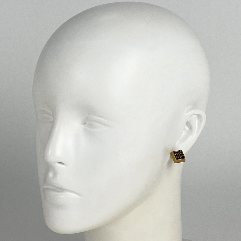 シャネル ココマーク ピアス スクエア ピアス GP ゴールド ブラック レディース 【中古】bracc