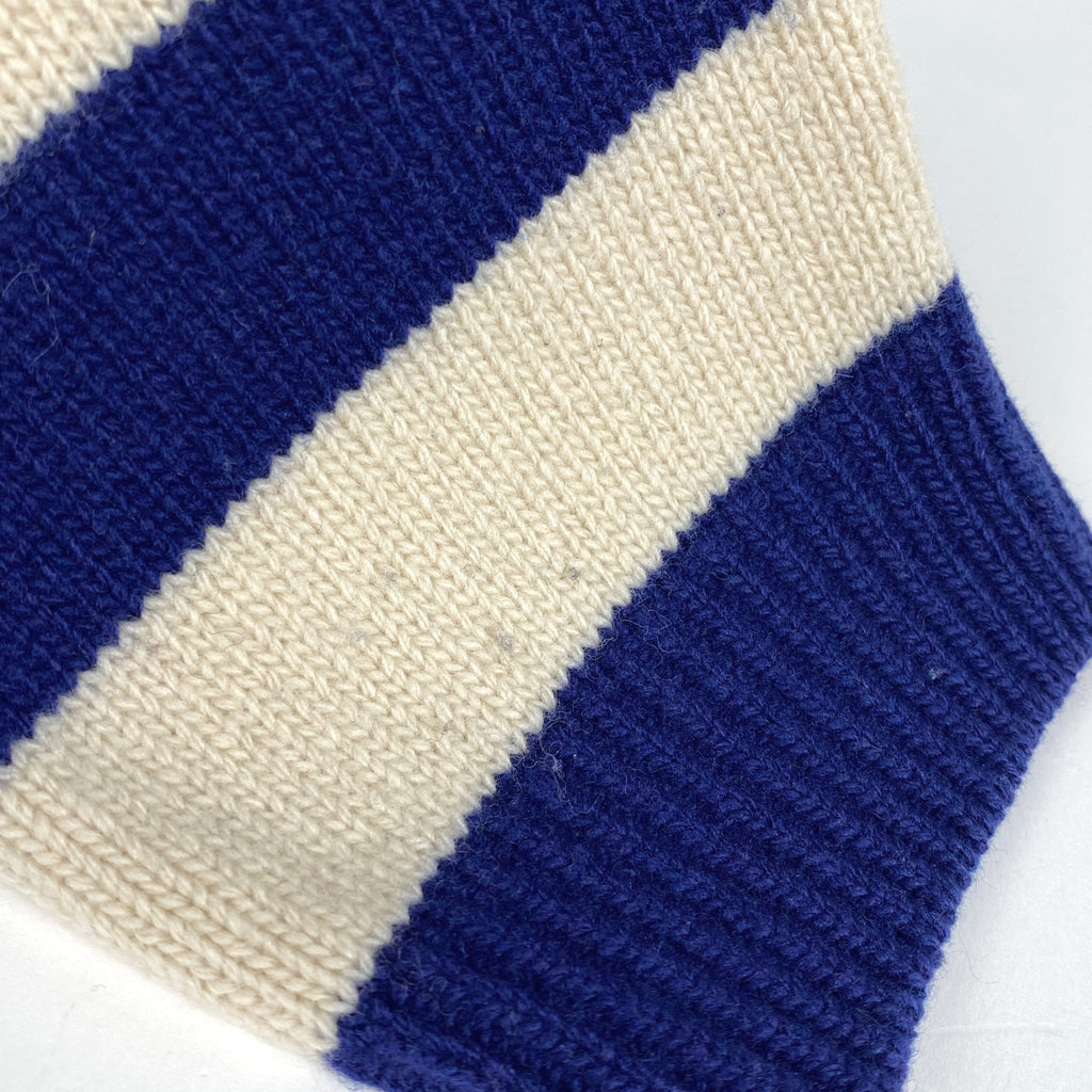 グッチ ボーダー ニット タイガーヘッド ロゴ トップス セーター 毛 ベージュ ブルー メンズ 【中古】brapp