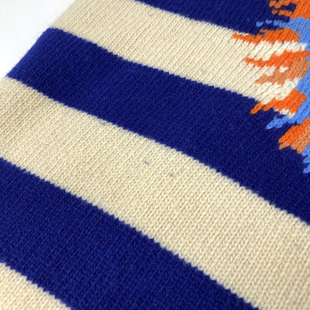 グッチ ボーダー ニット タイガーヘッド ロゴ トップス セーター 毛 ベージュ ブルー メンズ 【中古】brapp