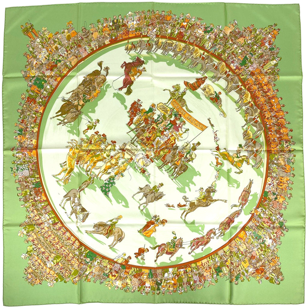 エルメス カレ 90 CIRQUE MOLIER モリエサーカス スカーフ スカーフ シルク グリーン マルチカラー レディース 【中古】brbag