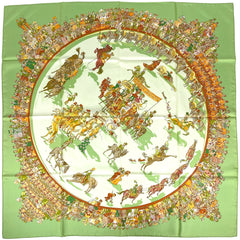 エルメス カレ 90 CIRQUE MOLIER モリエサーカス スカーフ スカーフ シルク グリーン マルチカラー レディース 【中古】brbag