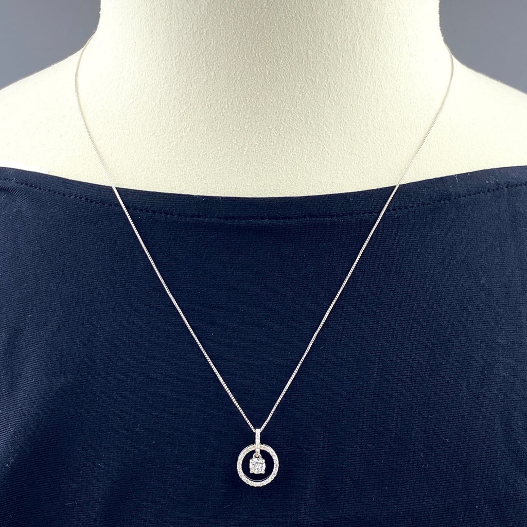 メレダイヤ デザインネックレス WG ホワイトゴールド ペンダント ネックレス K18 WG ダイヤモンド レディース 【中古】nbjwl