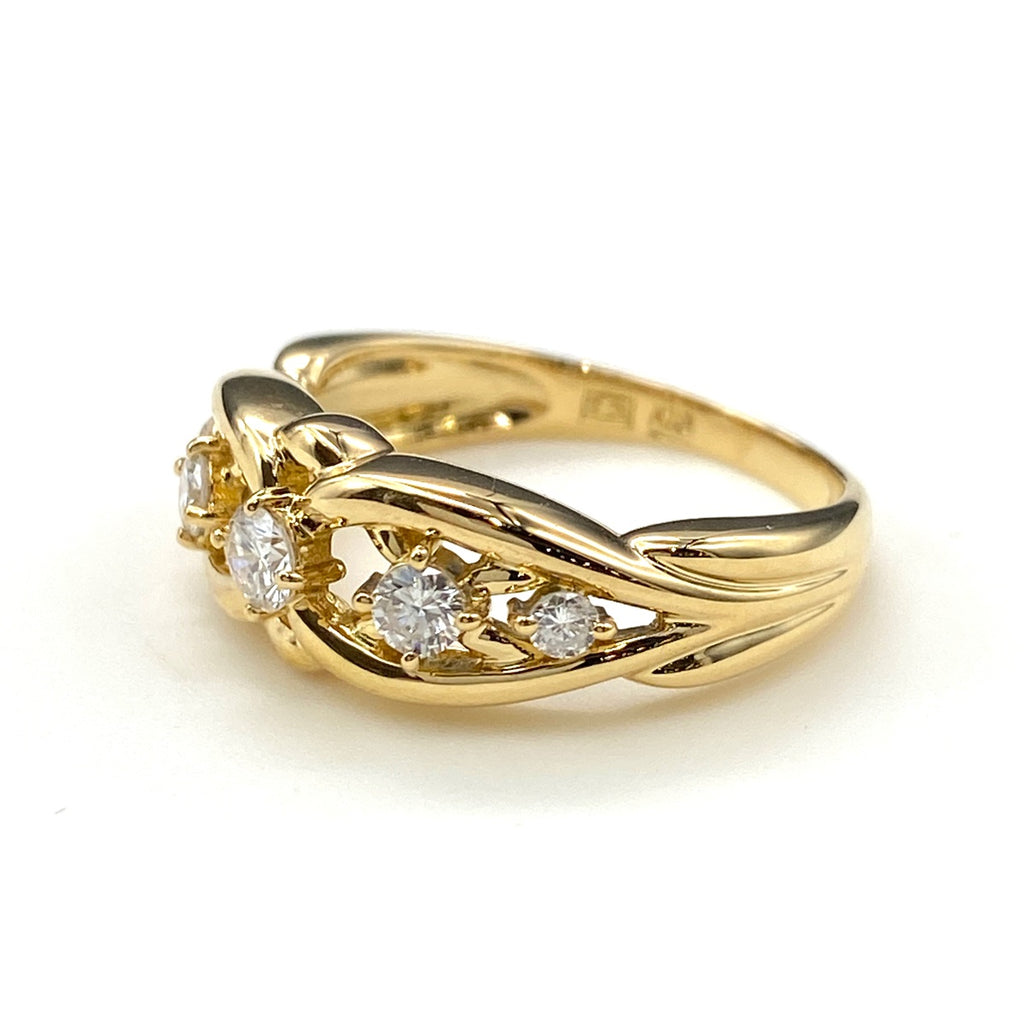 メレダイヤ デザインリング YG イエローゴールド 指輪 リング 12号 K18 ダイヤモンド レディース 【中古】nbjwl