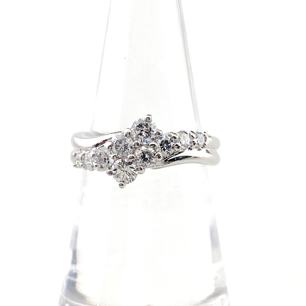 メレダイヤ デザインリング プラチナ 指輪 リング 11号 Pt900 ダイヤモンド レディース 【中古】nbjwl