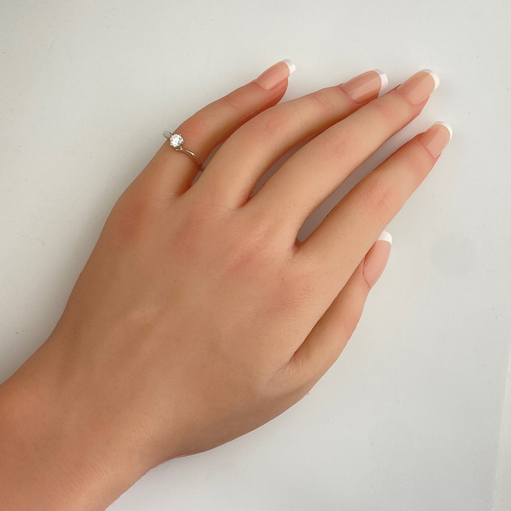 ヨンドシー メレダイヤ デザインリング プラチナ 指輪 ソリティア ソリテール リング 8号 Pt950 ダイヤモンド レディース 【中古】brjwl