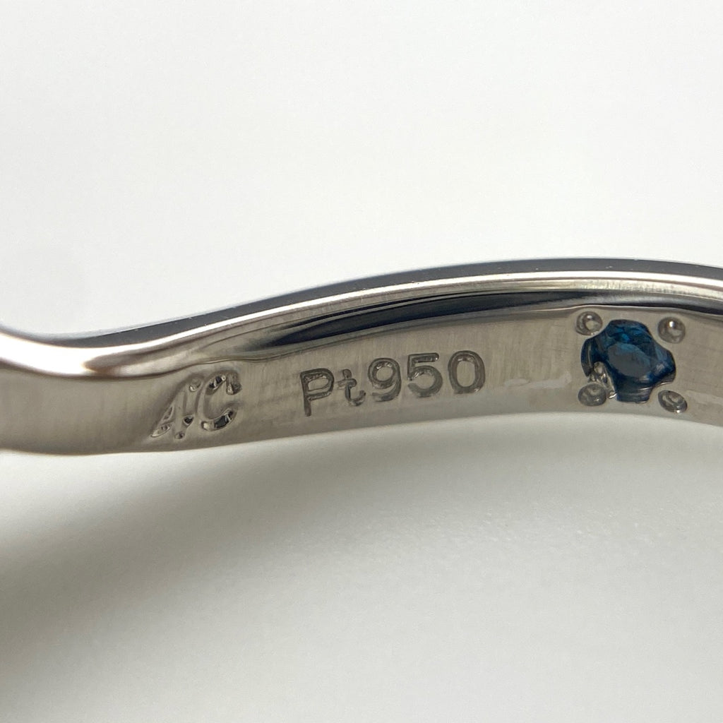 ヨンドシー メレダイヤ デザインリング プラチナ 指輪 ソリティア ソリテール リング 8号 Pt950 ダイヤモンド レディース 【中古】brjwl