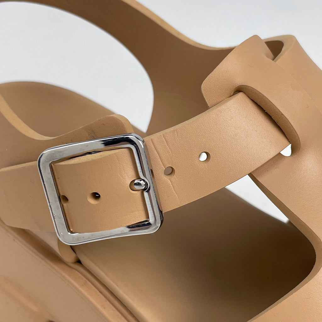 プラダ ロゴプレート サンダル 厚底ラバー メンズ 靴 サンダル ラバー ベージュ レディース 【中古】brapp