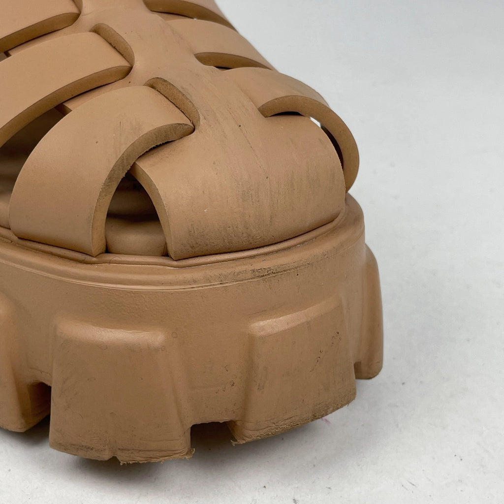 プラダ ロゴプレート サンダル 厚底ラバー メンズ 靴 サンダル ラバー ベージュ レディース 【中古】brapp