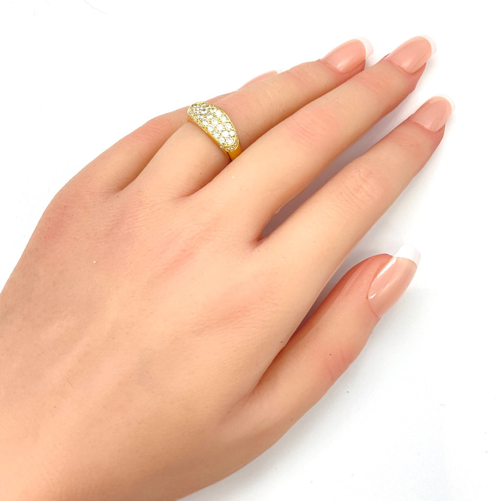 メレダイヤ デザインリング YG イエローゴールド 指輪 リング 10号 K18 ダイヤモンド レディース 【中古】nbjwl