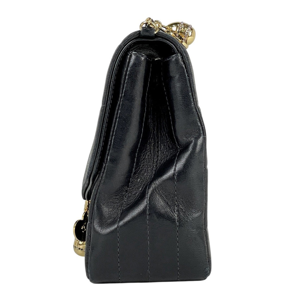 シャネル チョコバー チェーン ショルダーバッグ チャーム ショルダーバッグ レザー ブラック レディース 【中古】brbag