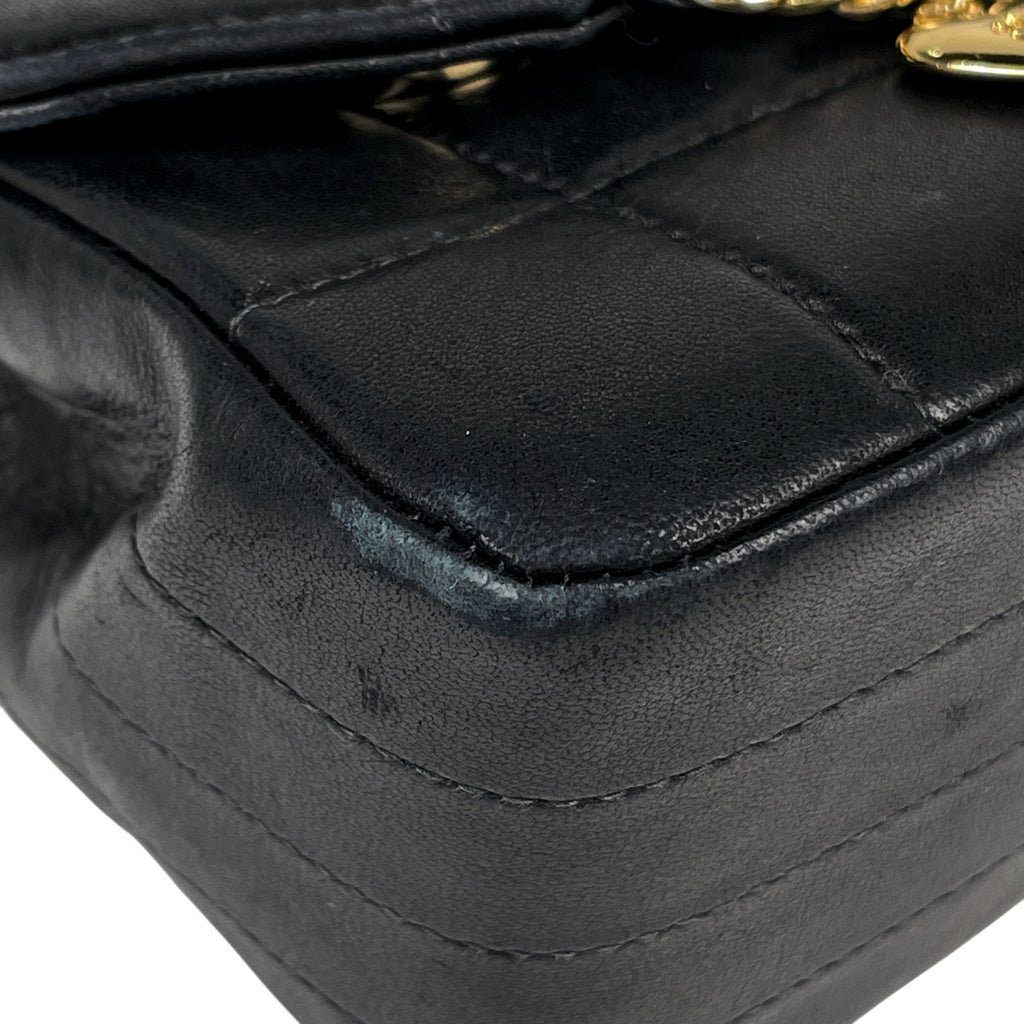 シャネル チョコバー チェーン ショルダーバッグ チャーム ショルダーバッグ レザー ブラック レディース 【中古】brbag