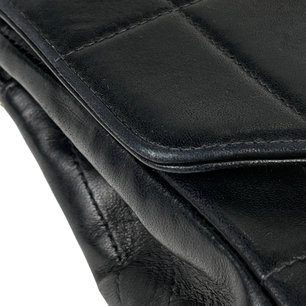 シャネル チョコバー チェーン ショルダーバッグ チャーム ショルダーバッグ レザー ブラック レディース 【中古】brbag