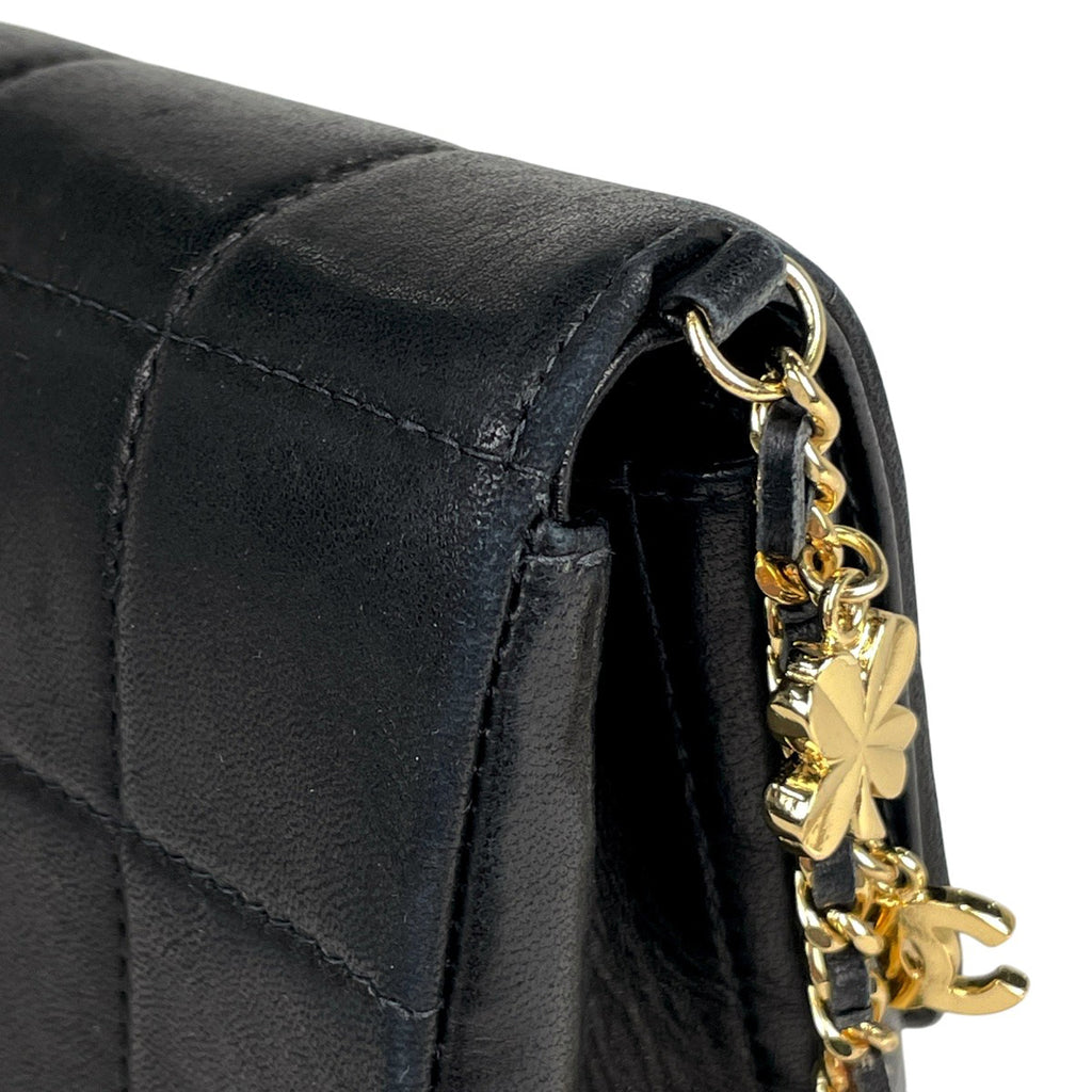 シャネル チョコバー チェーン ショルダーバッグ チャーム ショルダーバッグ レザー ブラック レディース 【中古】brbag