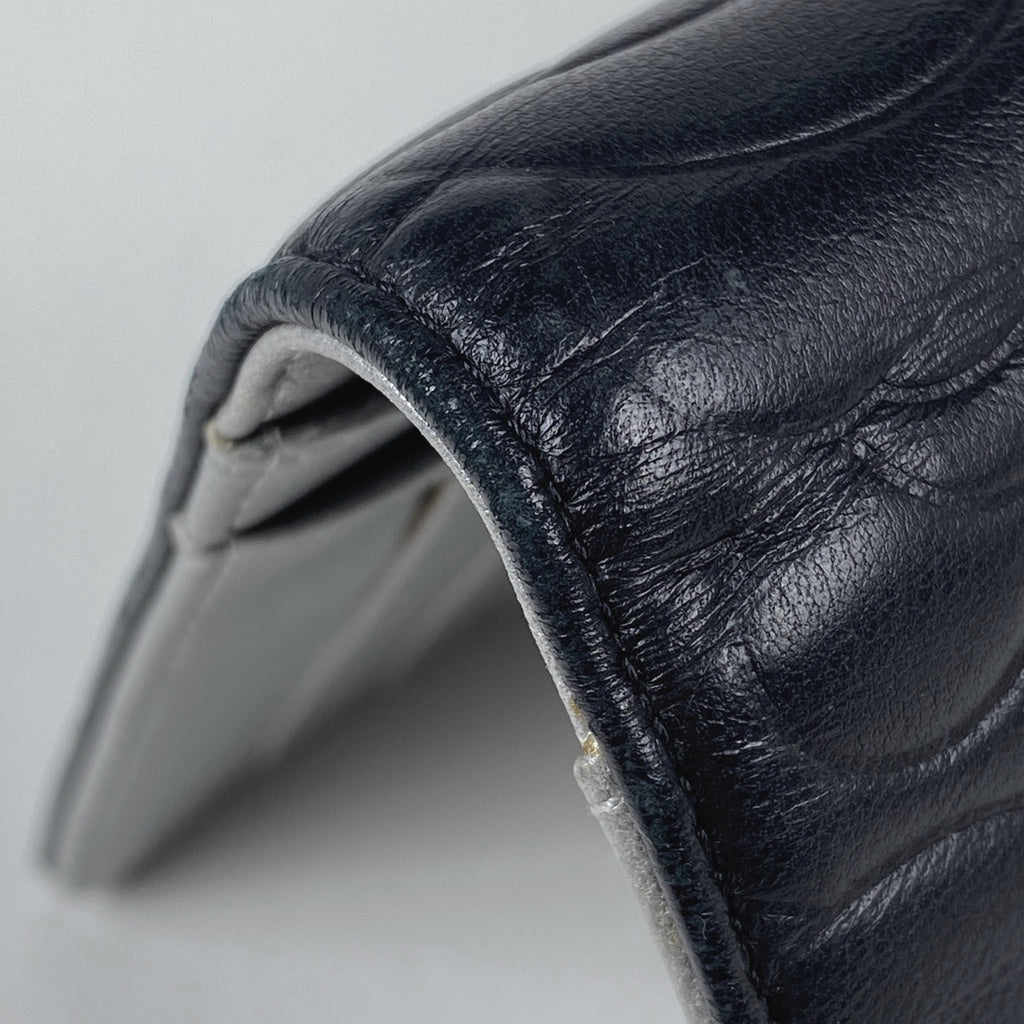 シャネル ココマーク 二つ折り 長財布 カメリア 長財布 レザー ブラック レディース 【中古】brbag