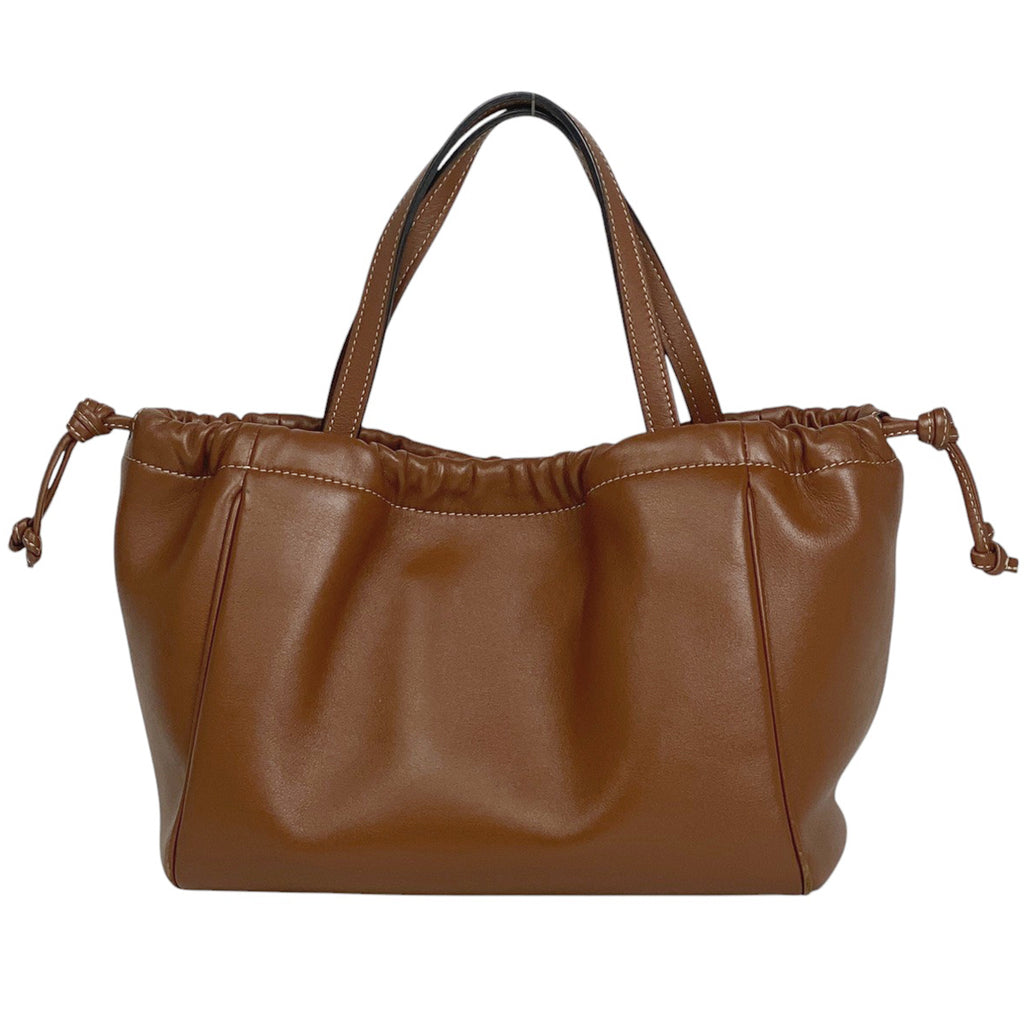 セリーヌ スモール カバ ドローストリング バッグ キュイル トリオンフ 2WAY ショルダーバッグ 巾着型 ハンドバッグ レザー ブラウン レディース 【中古】brbag