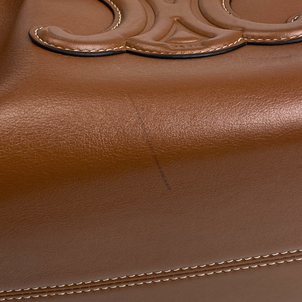 セリーヌ スモール カバ ドローストリング バッグ キュイル トリオンフ 2WAY ショルダーバッグ 巾着型 ハンドバッグ レザー ブラウン レディース 【中古】brbag