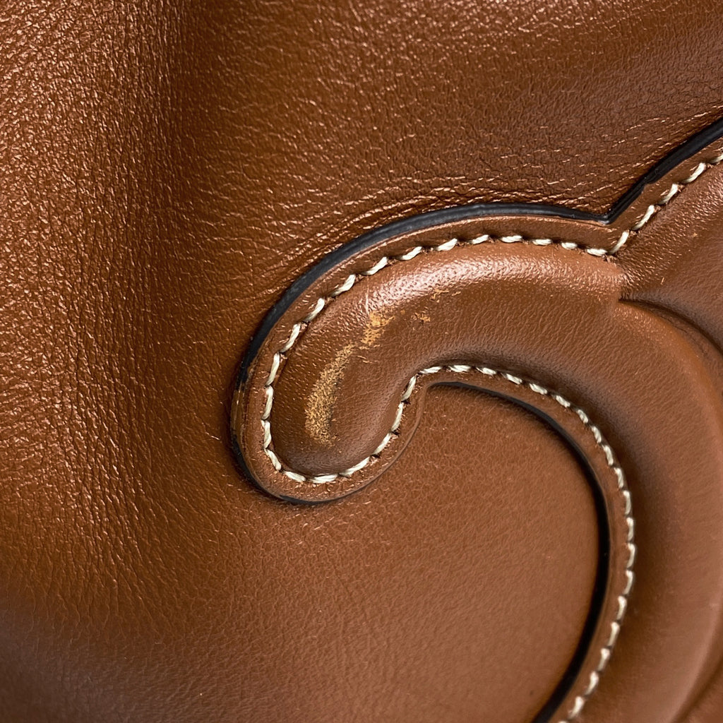 セリーヌ スモール カバ ドローストリング バッグ キュイル トリオンフ 2WAY ショルダーバッグ 巾着型 ハンドバッグ レザー ブラウン レディース 【中古】brbag