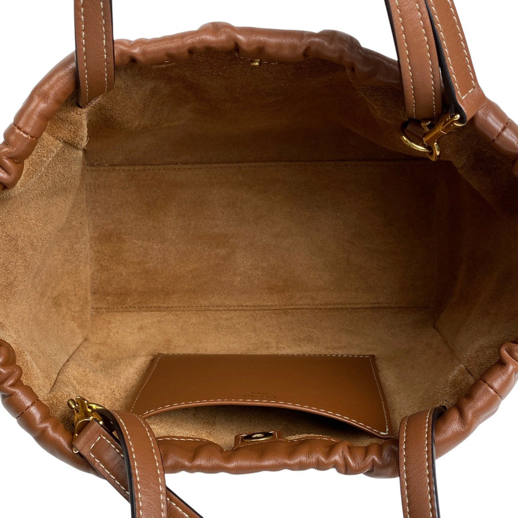 セリーヌ スモール カバ ドローストリング バッグ キュイル トリオンフ 2WAY ショルダーバッグ 巾着型 ハンドバッグ レザー ブラウン レディース 【中古】brbag