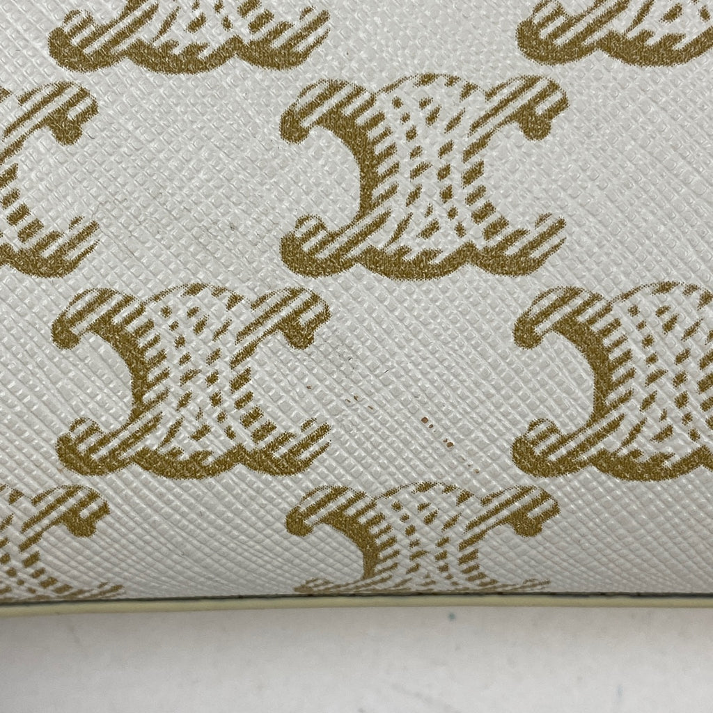 セリーヌ ミニ バーティカル カバ トリオンフ 2WAY ショルダーバッグ ハンドバッグ コーティングキャンバス ホワイト レディース 【中古】brbag