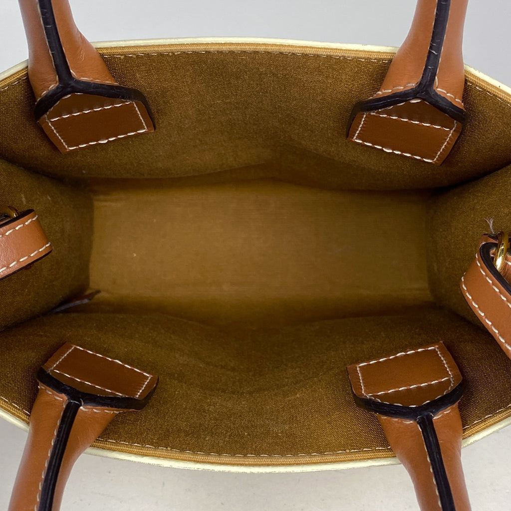 セリーヌ ミニ バーティカル カバ トリオンフ 2WAY ショルダーバッグ ハンドバッグ コーティングキャンバス ホワイト レディース 【中古】brbag