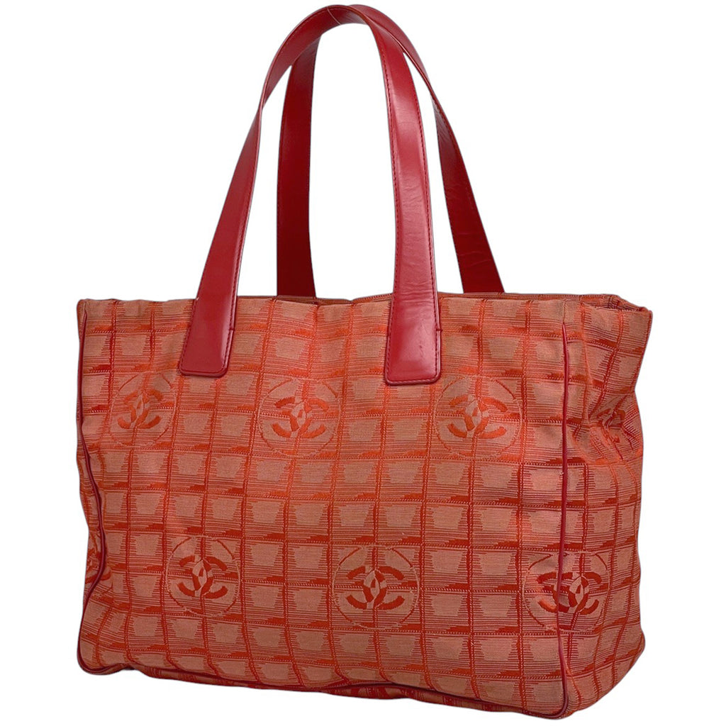 シャネル ニュートラベルライン トート MM ココマーク ショルダーバッグ トートバッグ ナイロンジャガード レッド A15991 レディース 【中古】brbag