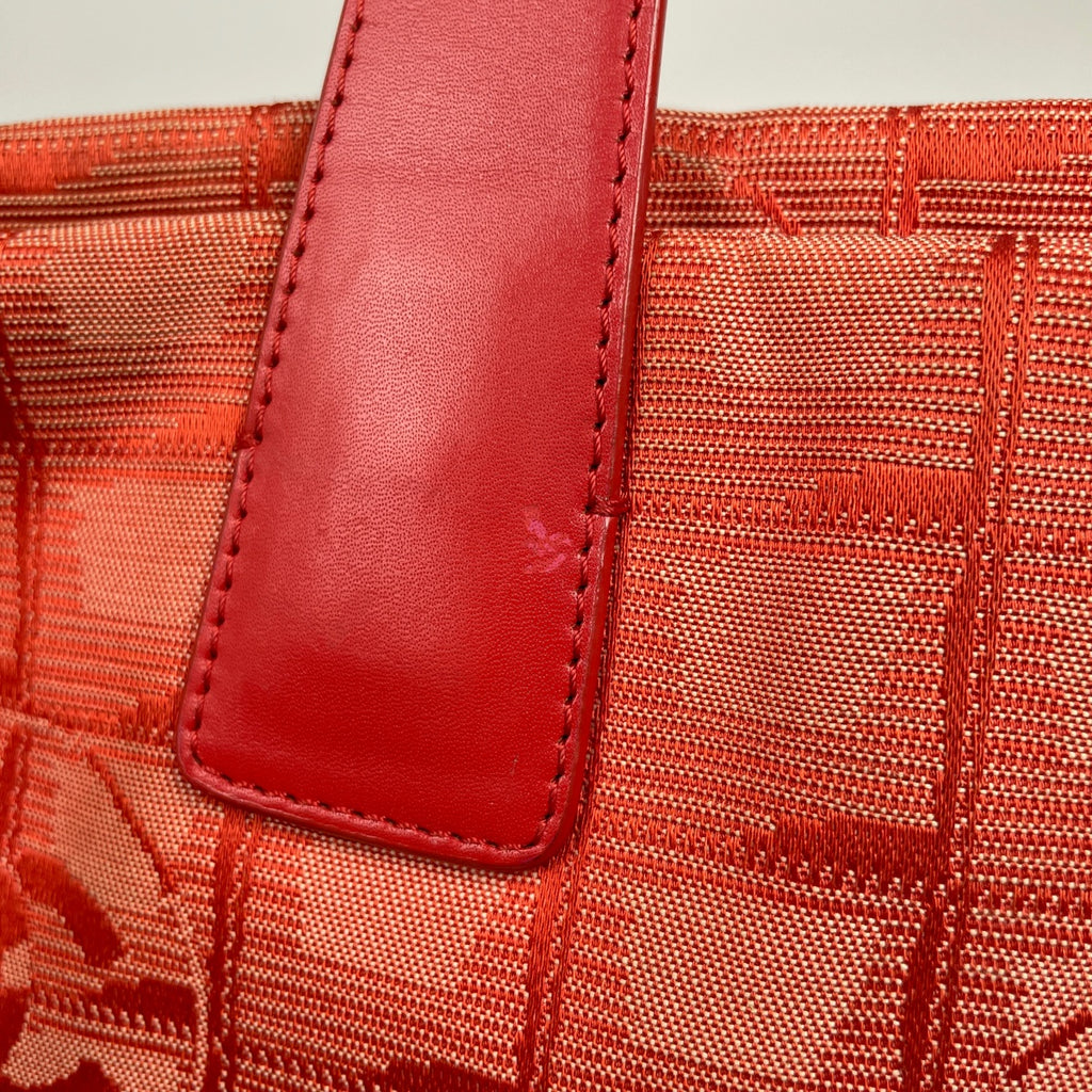 シャネル ニュートラベルライン トート MM ココマーク ショルダーバッグ トートバッグ ナイロンジャガード レッド A15991 レディース 【中古】brbag