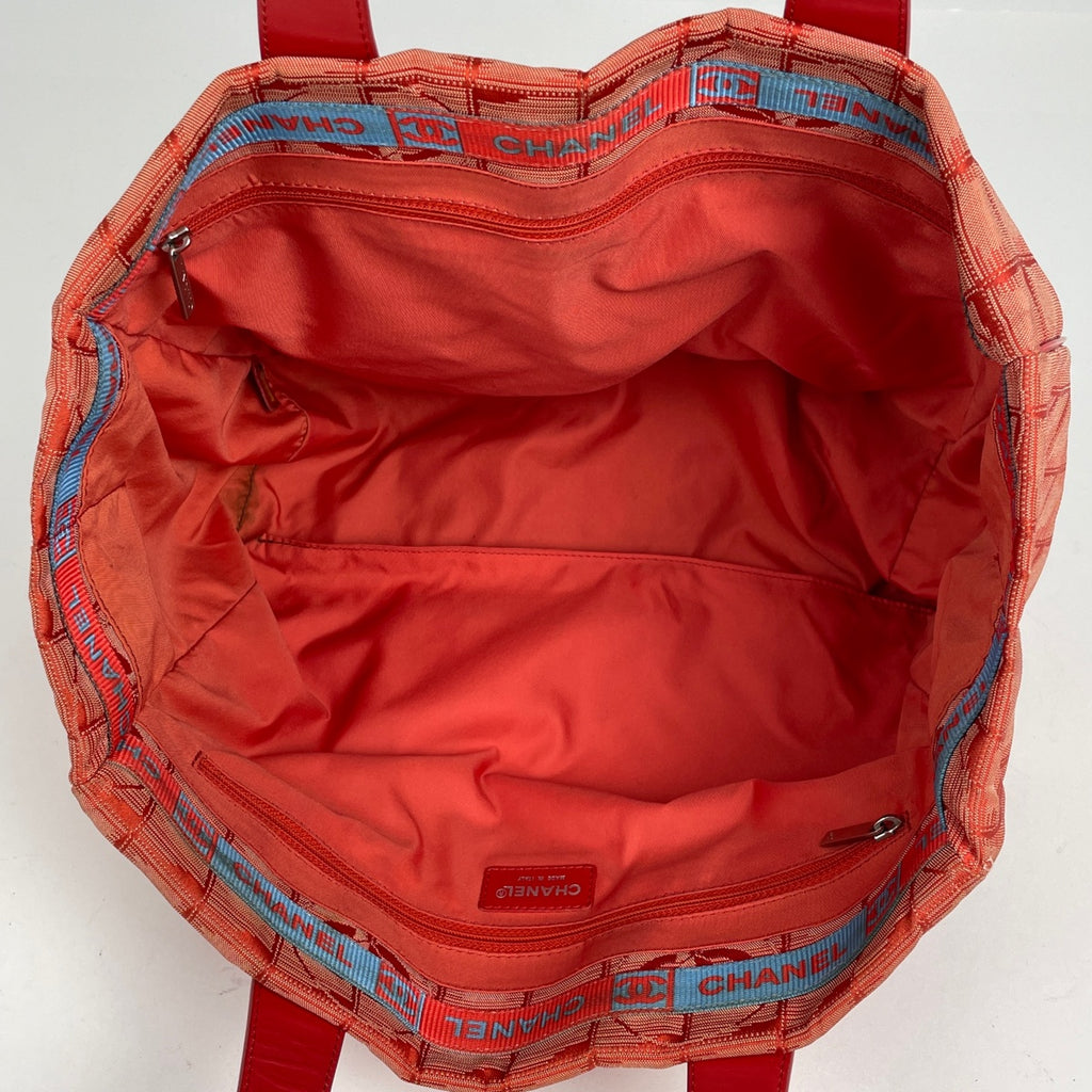 シャネル ニュートラベルライン トート MM ココマーク ショルダーバッグ トートバッグ ナイロンジャガード レッド A15991 レディース 【中古】brbag