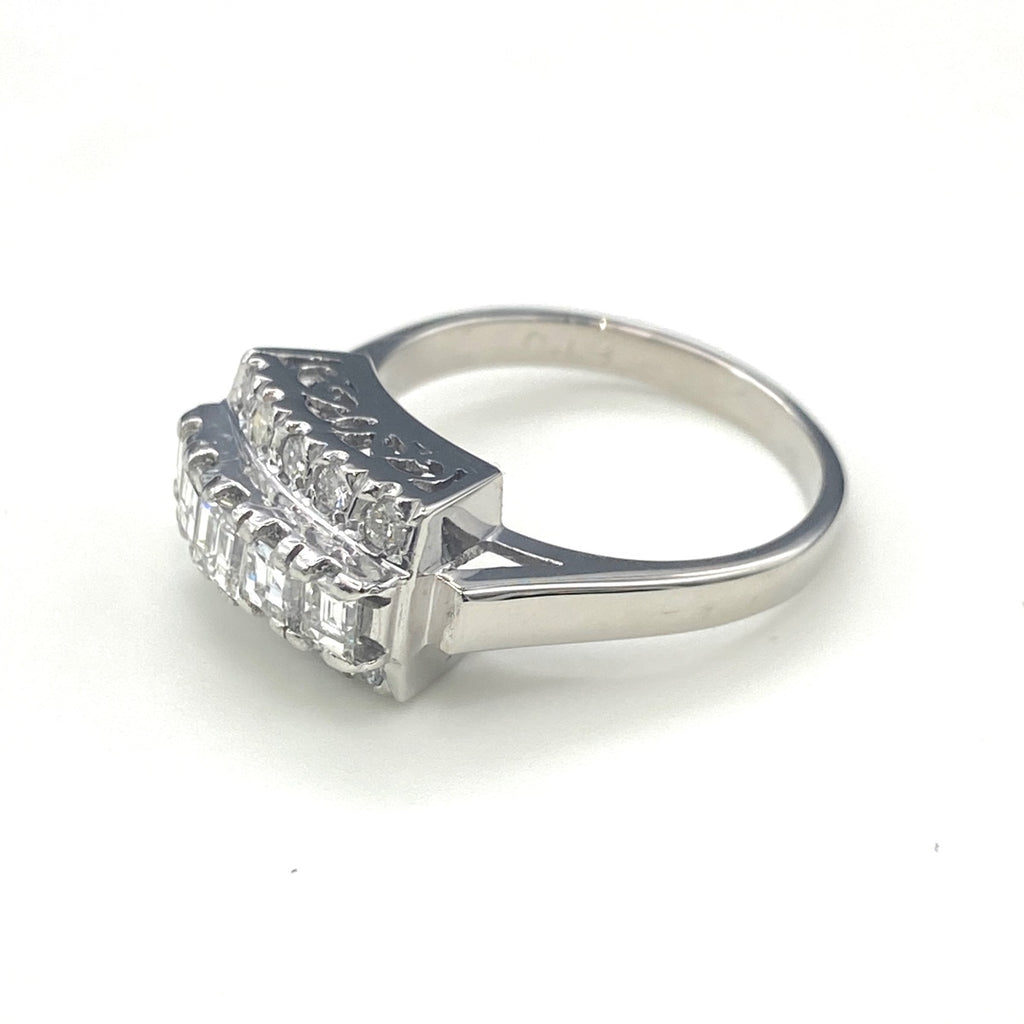 メレダイヤ デザインリング プラチナ 指輪 リング 13号 Pt900 ダイヤモンド レディース 【中古】nbjwl