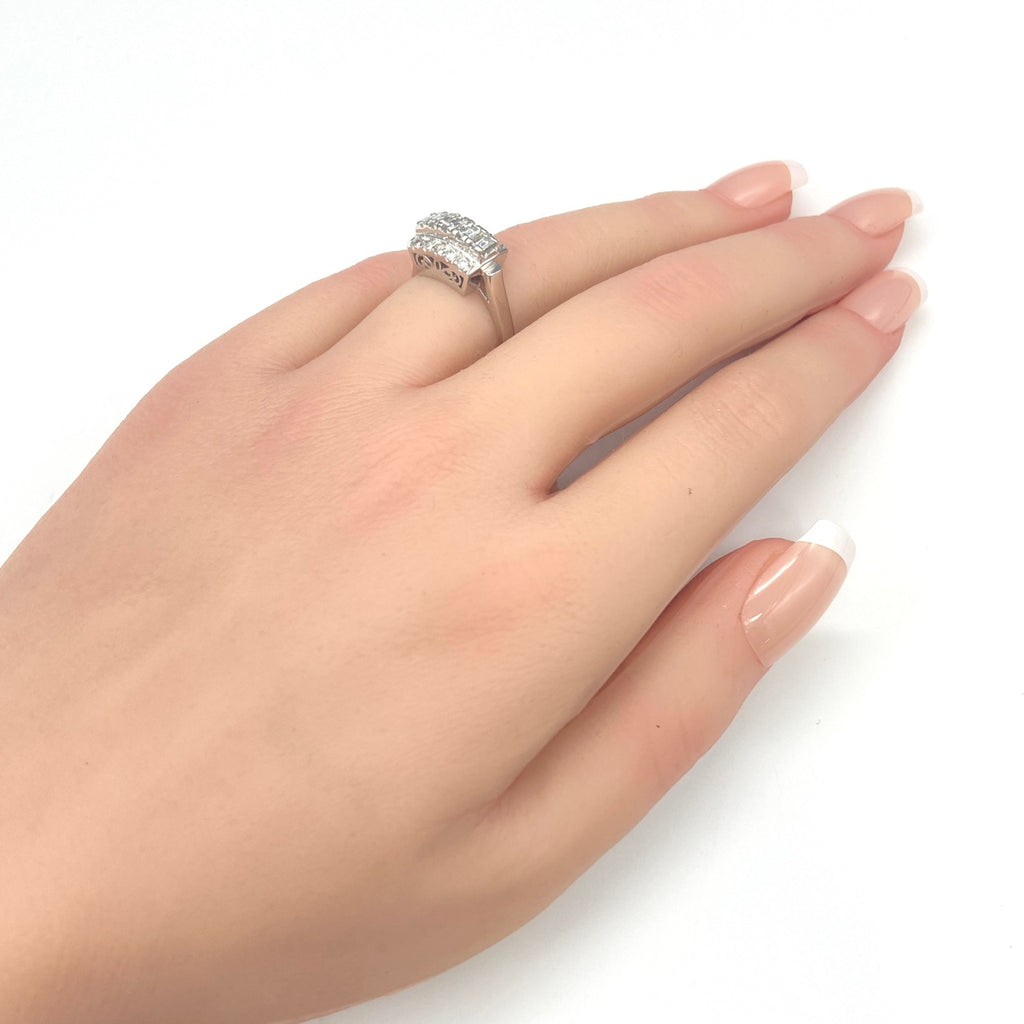 メレダイヤ デザインリング プラチナ 指輪 リング 13号 Pt900 ダイヤモンド レディース 【中古】nbjwl