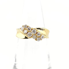 メレダイヤ デザインリング YG イエローゴールド 指輪 リング 11号 K18 ダイヤモンド レディース 【中古】nbjwl