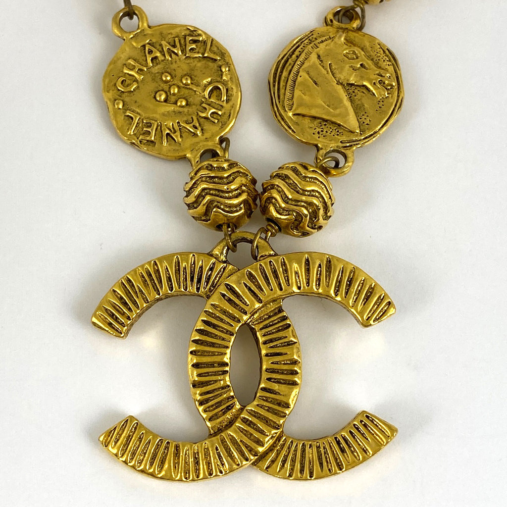 シャネル ココマーク チェーン ネックレス ホース コイン ネックレス GP ゴールド レディース 【中古】bracc