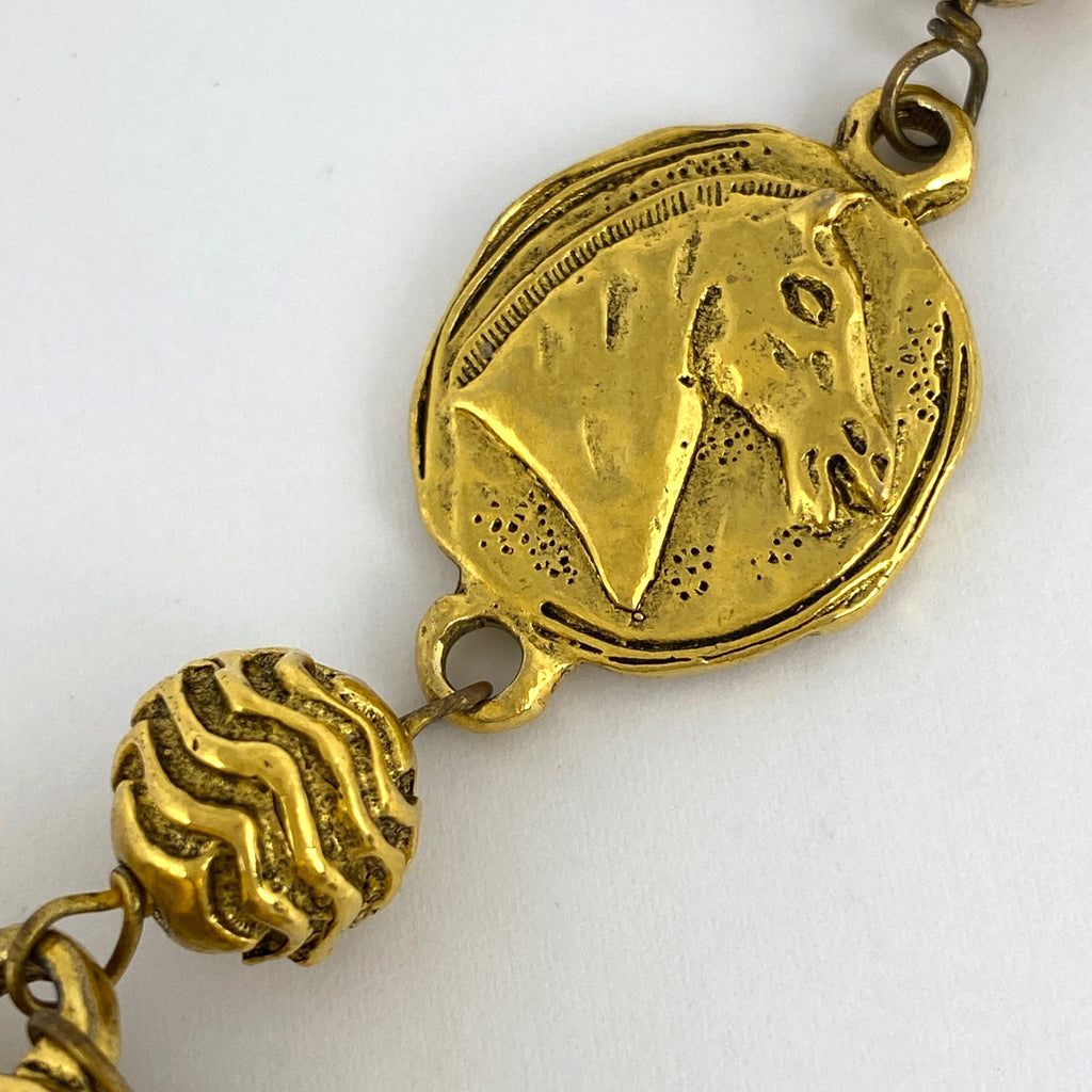 シャネル ココマーク チェーン ネックレス ホース コイン ネックレス GP ゴールド レディース 【中古】bracc