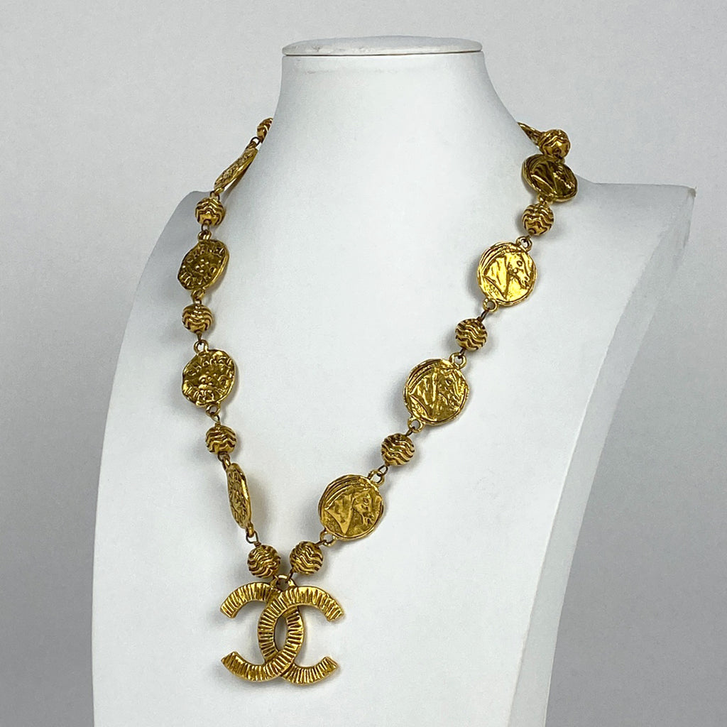 シャネル ココマーク チェーン ネックレス ホース コイン ネックレス GP ゴールド レディース 【中古】bracc