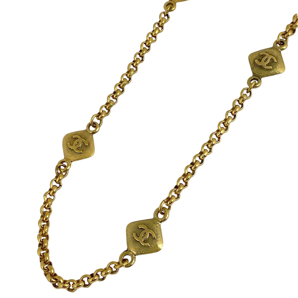 シャネル ココマーク チェーン ネックレス CCマーク ひし形 ロング ネックレス GP ゴールド レディース 【中古】bracc