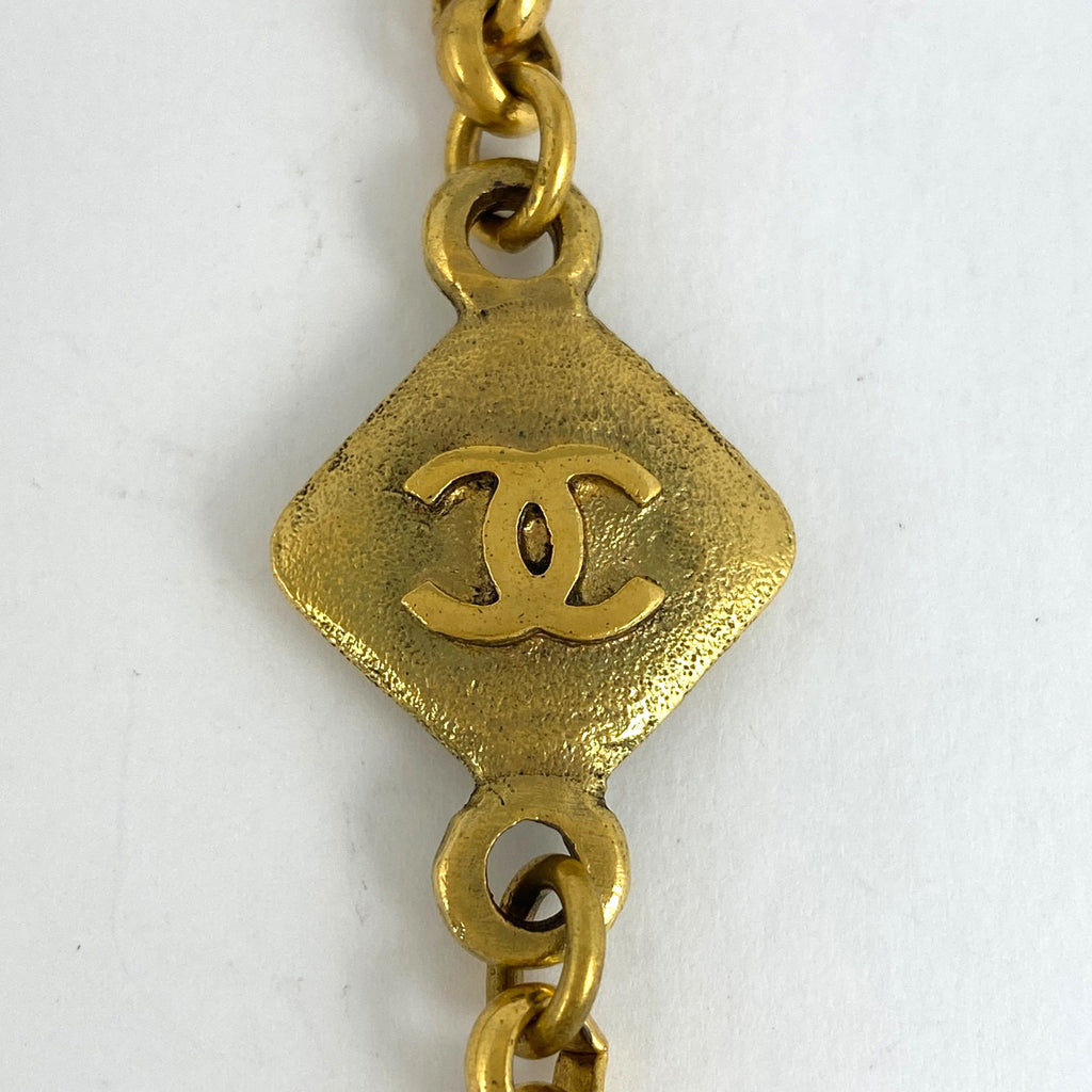 シャネル ココマーク チェーン ネックレス CCマーク ひし形 ロング ネックレス GP ゴールド レディース 【中古】bracc