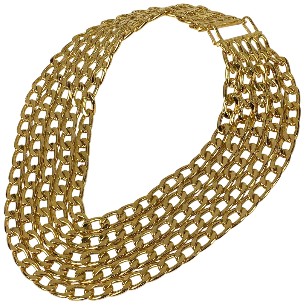 シャネル チェーン ネックレス 5連 チョーカー ネックレス GP ゴールド レディース 【中古】bracc