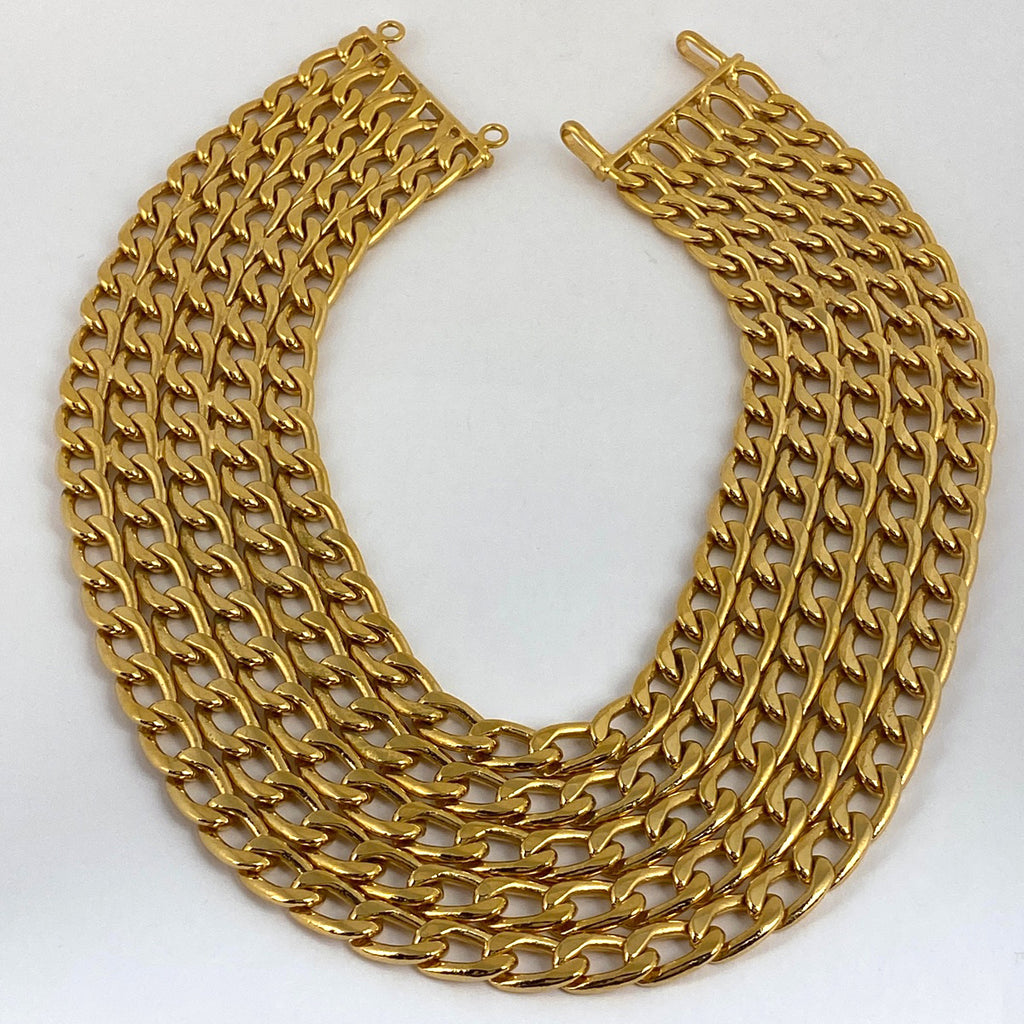 シャネル チェーン ネックレス 5連 チョーカー ネックレス GP ゴールド レディース 【中古】bracc