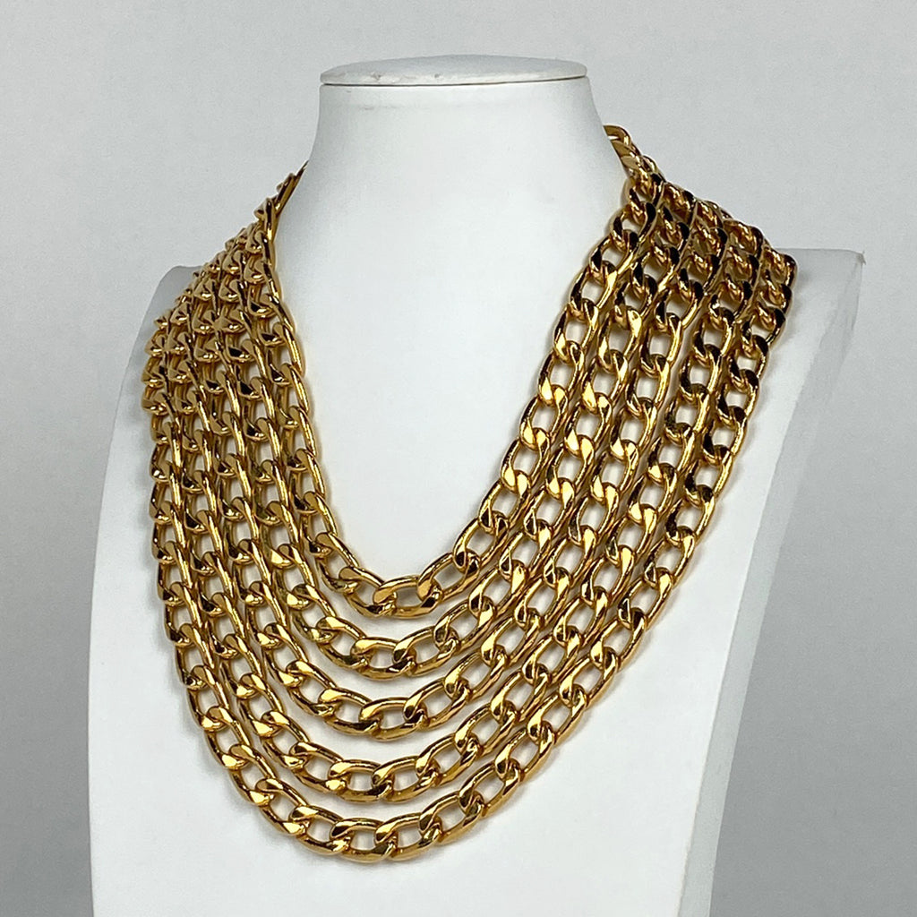 シャネル チェーン ネックレス 5連 チョーカー ネックレス GP ゴールド レディース 【中古】bracc