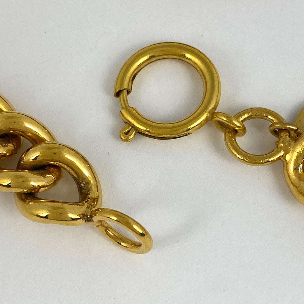 シャネル ロゴ チェーン ネックレス コイン ライオンモチーフ ネックレス GP ゴールド レディース 【中古】bracc